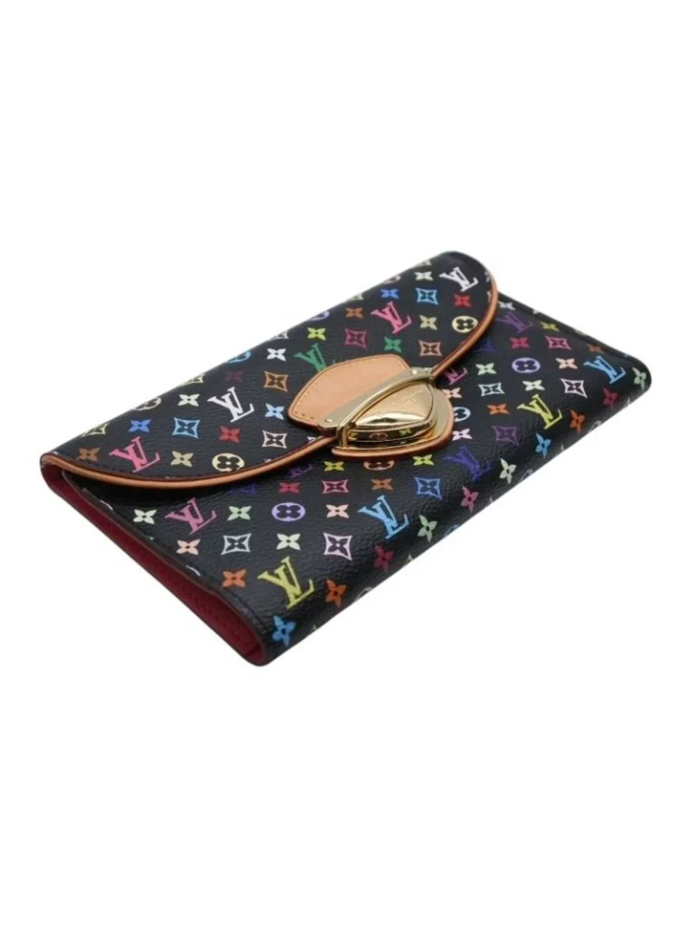Louis Vuitton Portefeuille Trifold Wallet Grenat Multicolor Leather Gold
